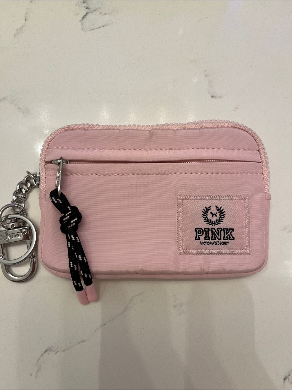 Victorias Secret PINK Zip Card Holder Keychain - Dollhouse Pink
